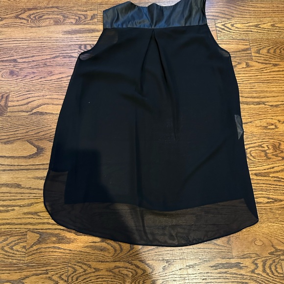 BCBGeneration sheer black tank with leather like detail on shoulders - Picture 4 of 4
